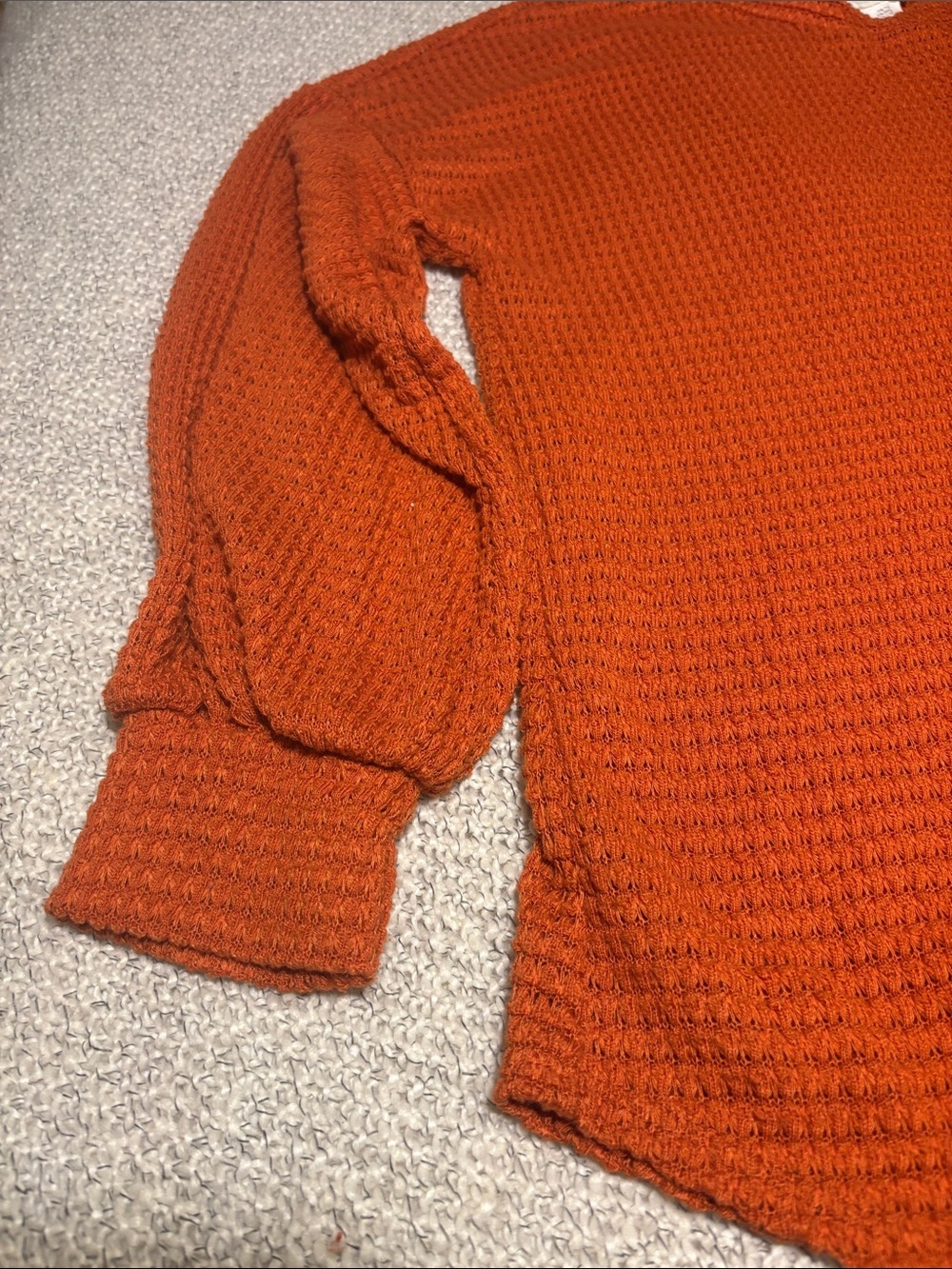 BiBi Textured Waffle-Knit Long Sleeve Top in Rust Orange - Picture 2 of 7